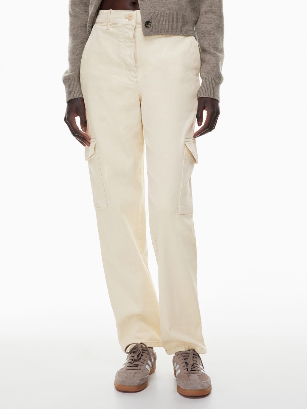 Aritzia Wilfred Free Modern Cargo Pant Cream 4 Cotton High Rise Straight Leg